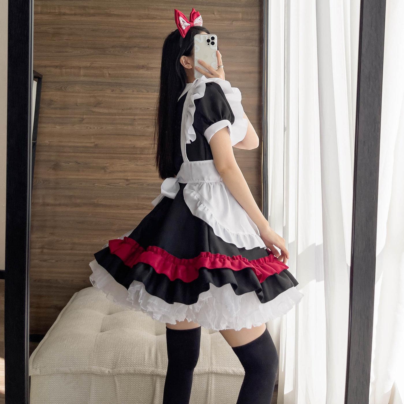 Halloween Vampire Devil Red Maid Outfit Dress Fancy Cosplay Costume