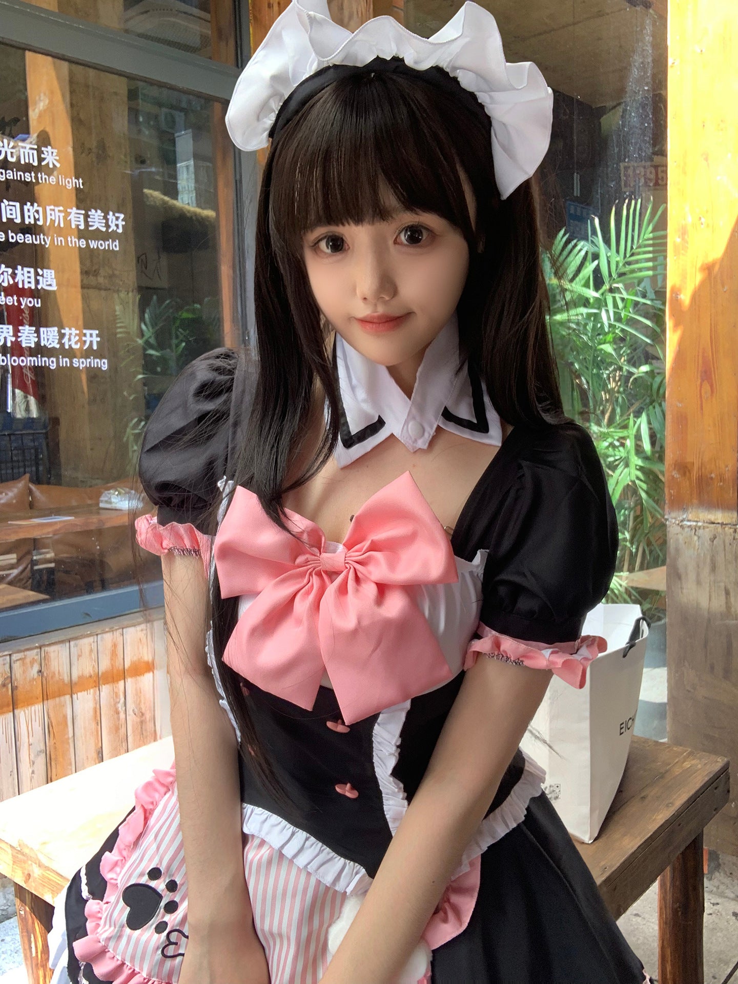 Cat Paw Pink Bow Maid Outfit Plus Size Lolita Cosplay Costume