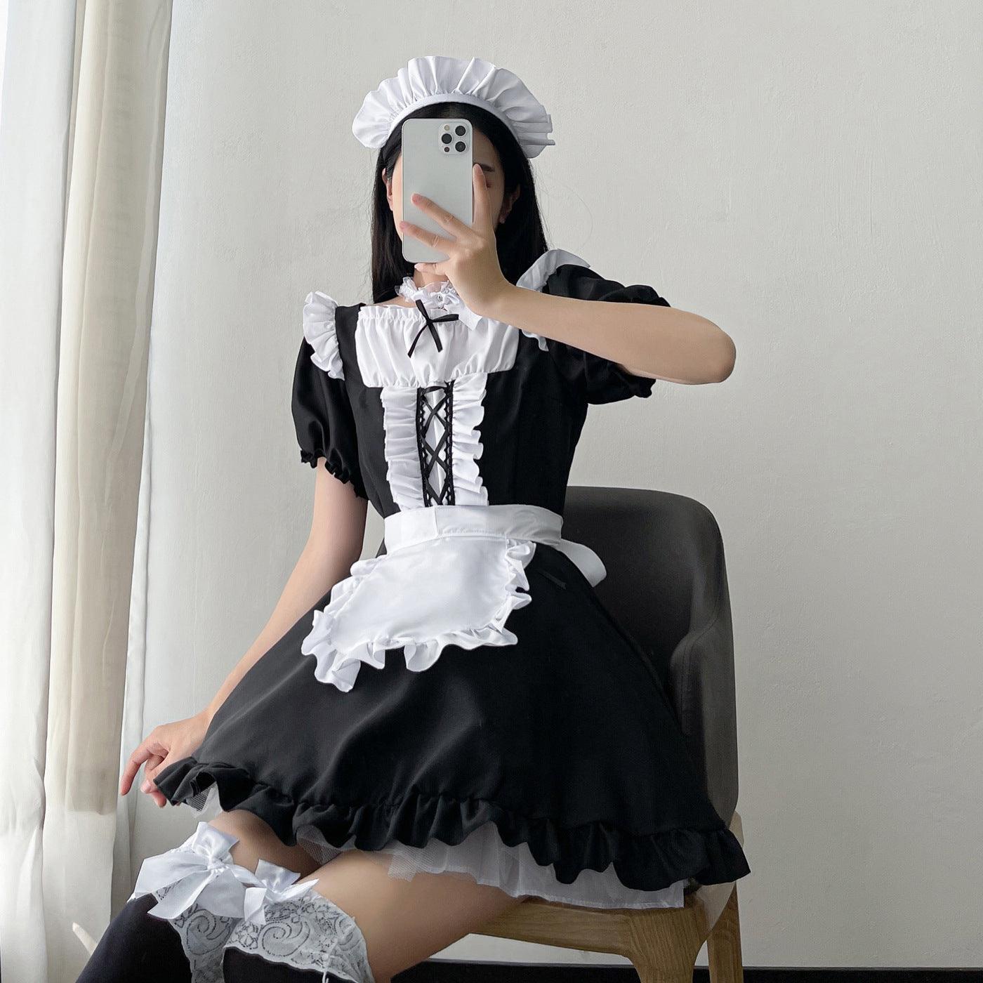 Black White Plus Size Maid Outfit Dress Cute Cosplay Costume
