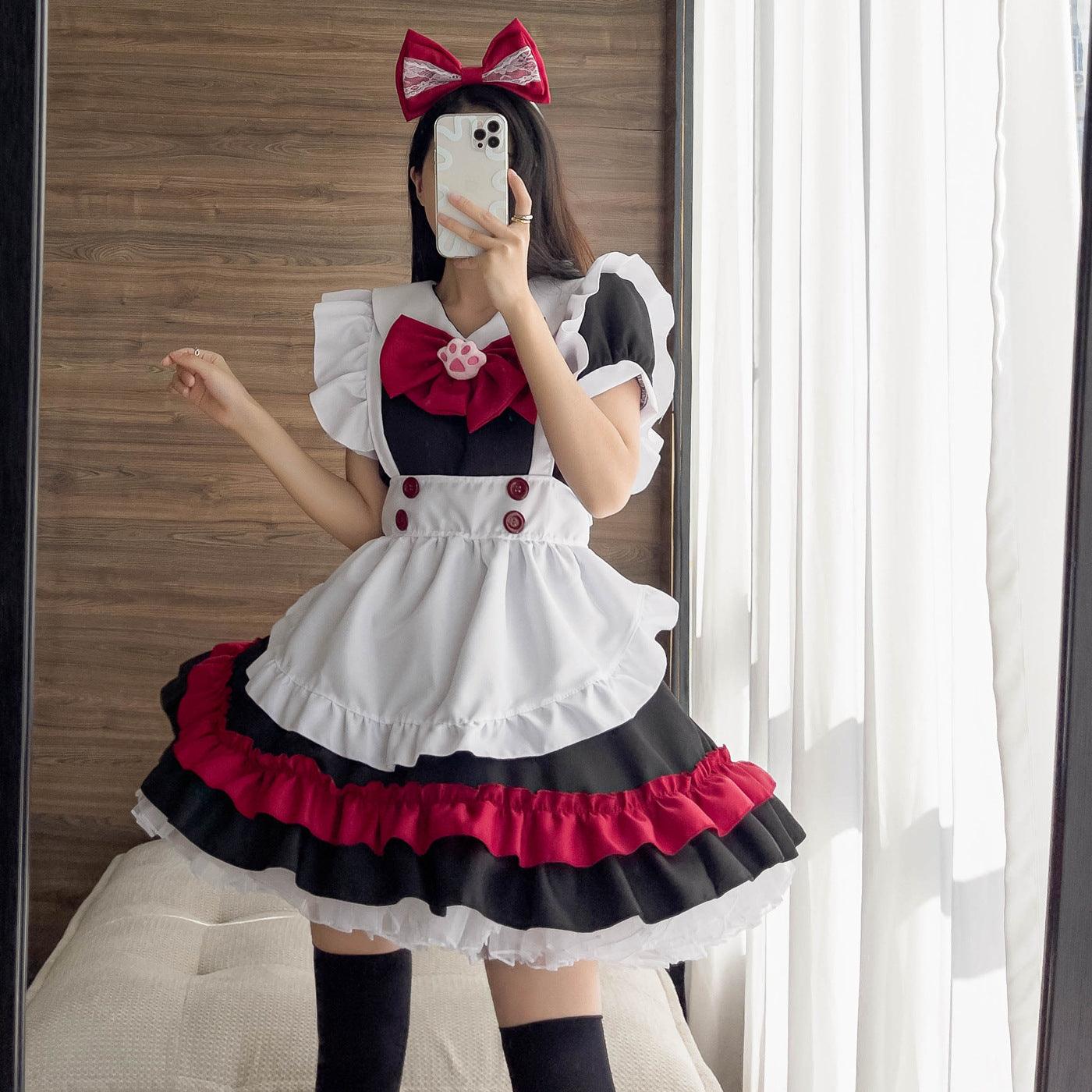 Halloween Vampire Devil Red Maid Outfit Dress Fancy Cosplay Costume