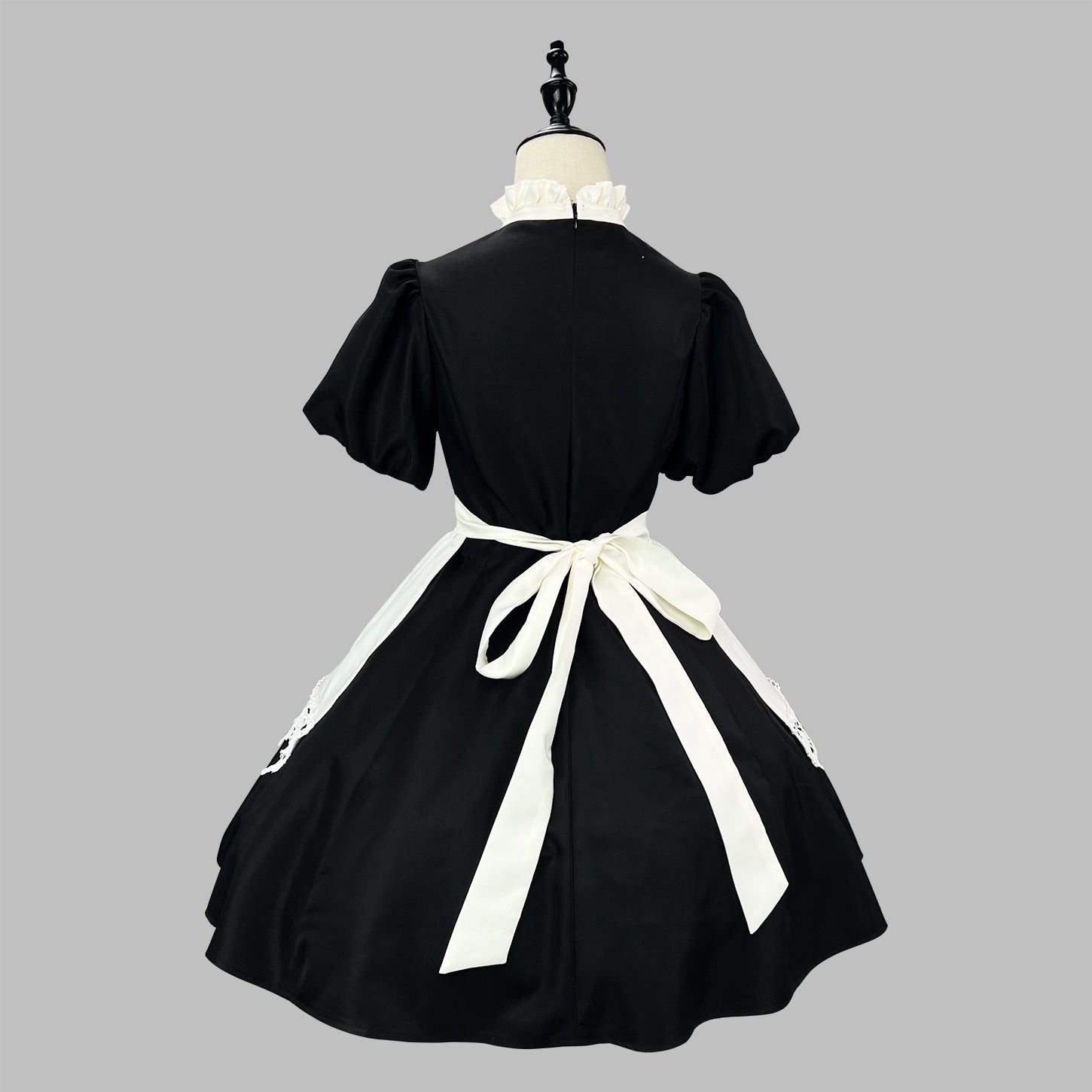 Gothic Black Long and Short Maid Outfit Halloween Cosplay Costume