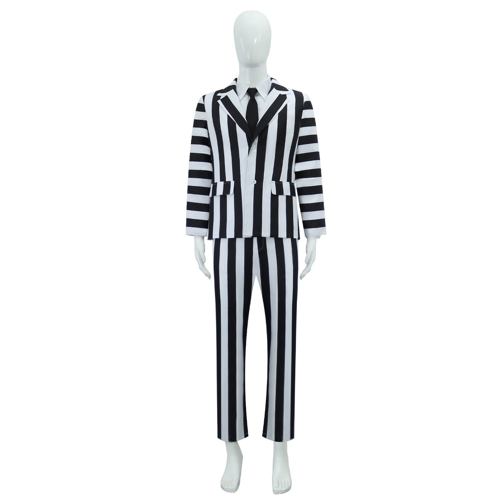 Beetle Juice Michael Keaton Stripe Suit Halloween Cosplay Costumes