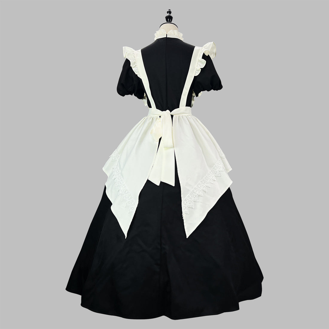 Gothic Black Long and Short Maid Outfit Halloween Cosplay Costume