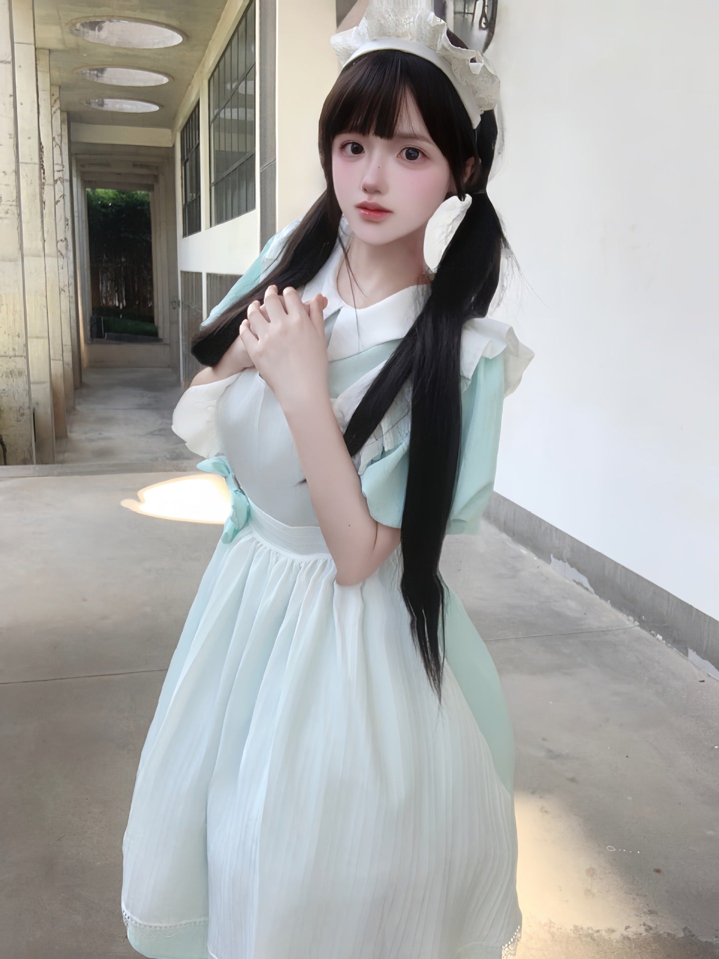 Classic Maid Outfit Long Dress Plus Size Crossdress Cosplay Costume
