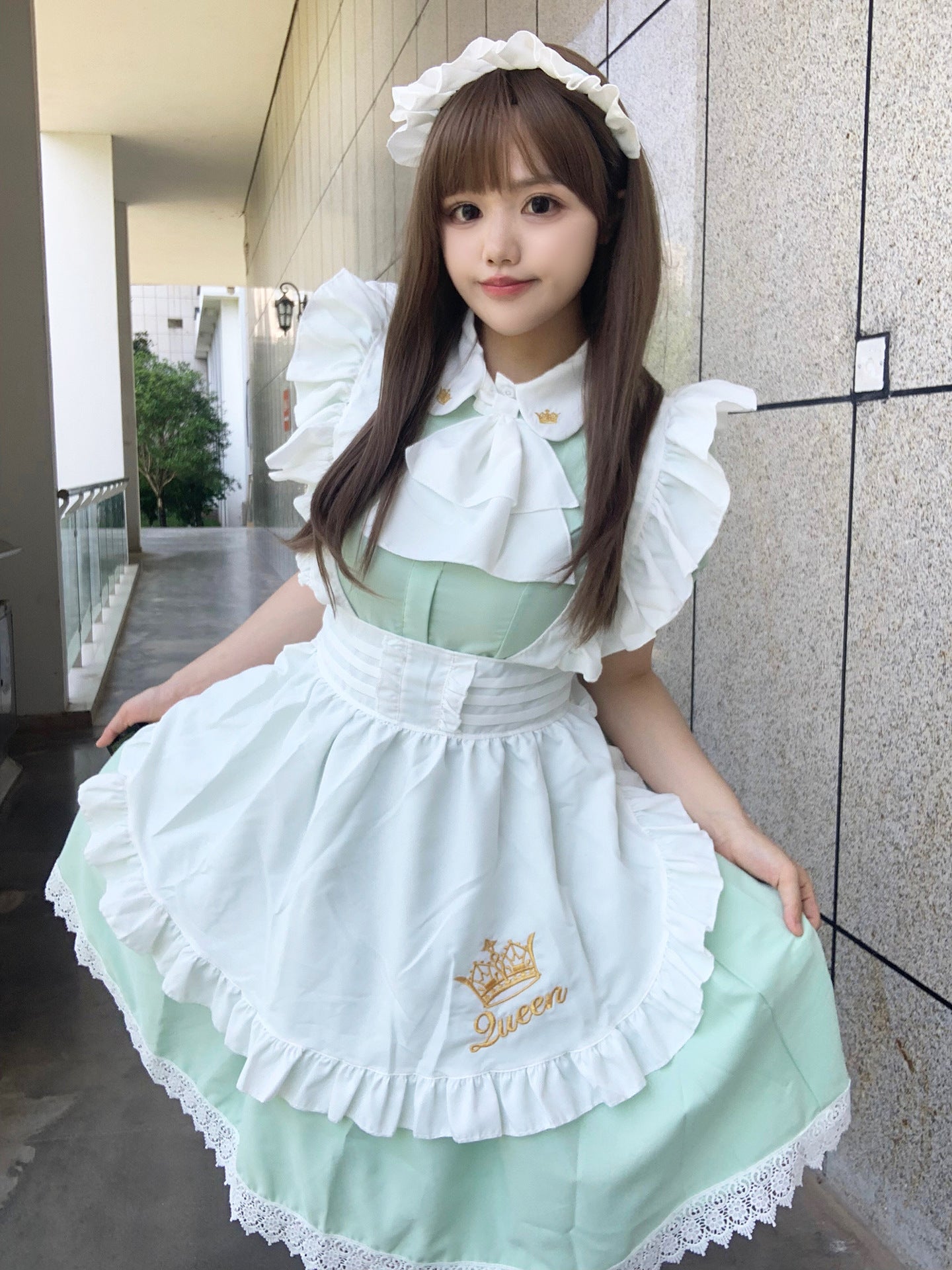 Queen Crown British Maid Outfit Long Dress Plus Cosplay Costume