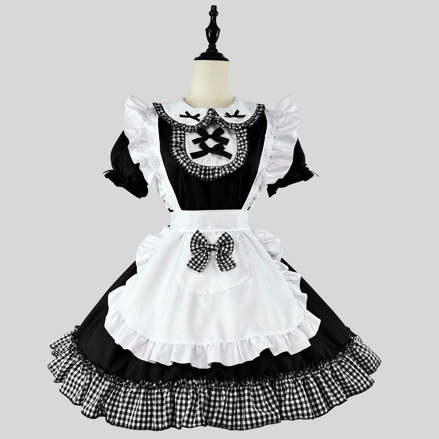 Classic Plaid Christmas Maid Outfit Plus Dress Cosplay Costume