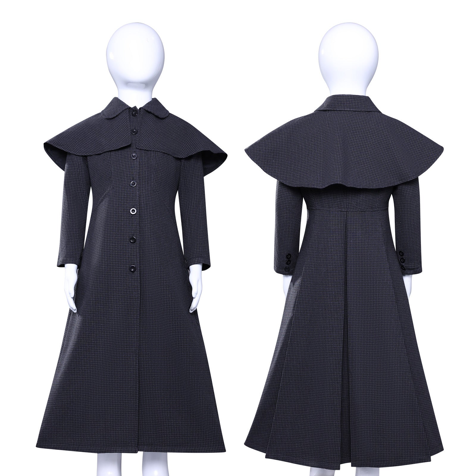 Wednesday 2 Addams Adult and Kids Black Wool Coat Cosplay Costumes
