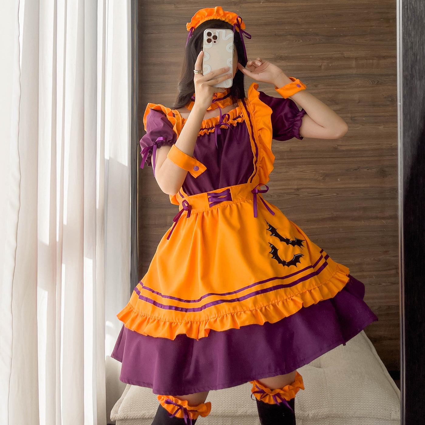 Halloween Orange Maid Outfit Dress Plus Fancy Cosplay Costume
