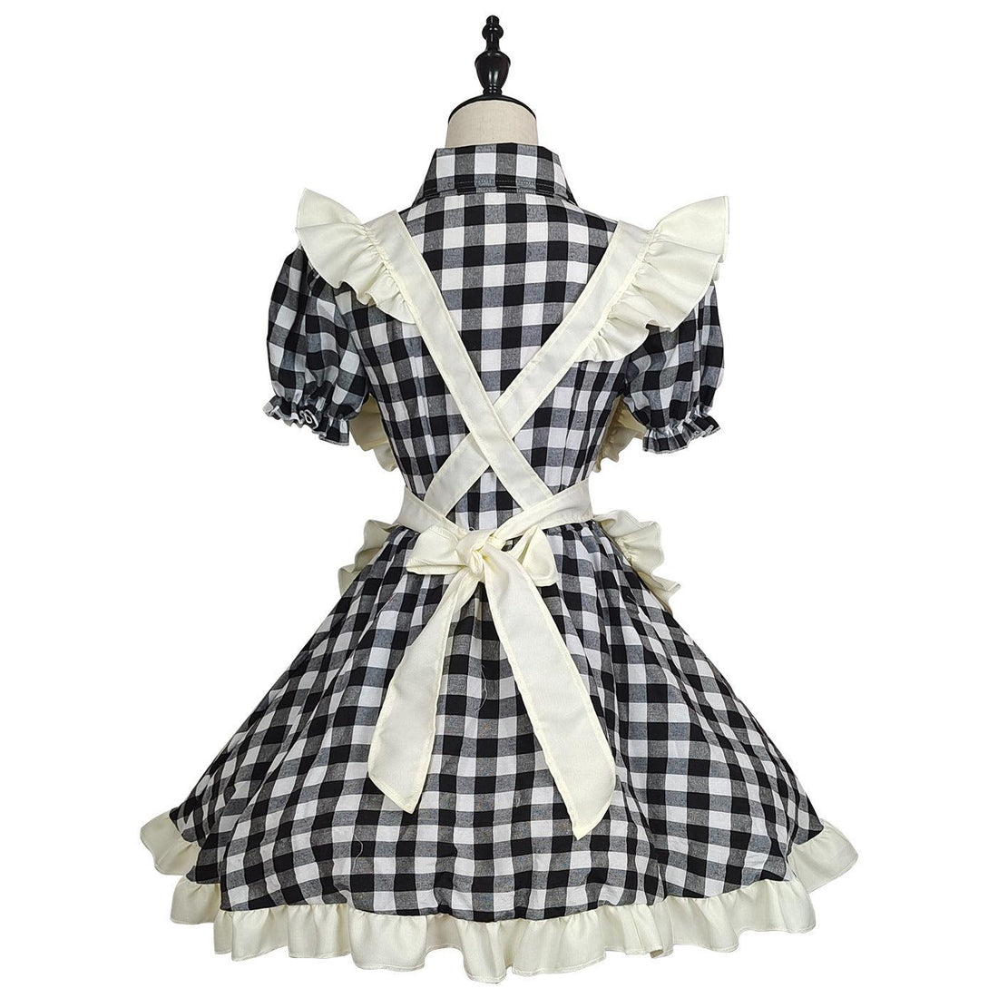 Black Red Grid Plus Size Maid Outfit Dress Fancy Cosplay Costume