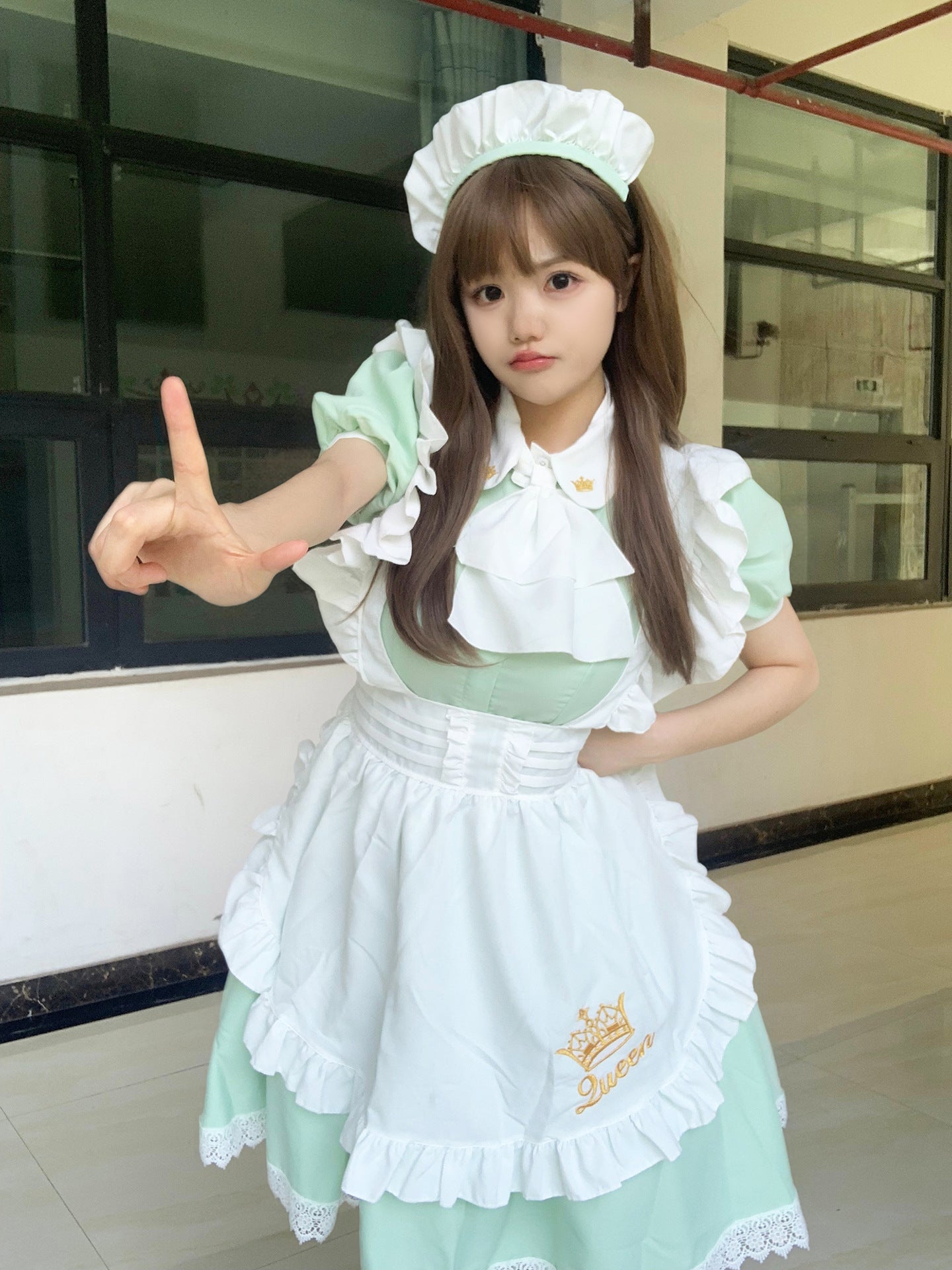 Queen Crown British Maid Outfit Long Dress Plus Cosplay Costume