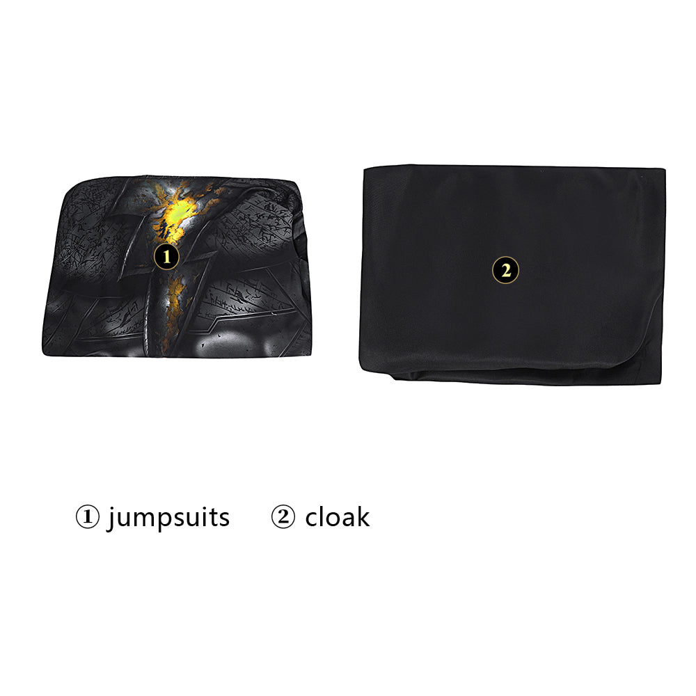 Comics Black Adam Male Jumpsuit with Hooded Cloak Costumes