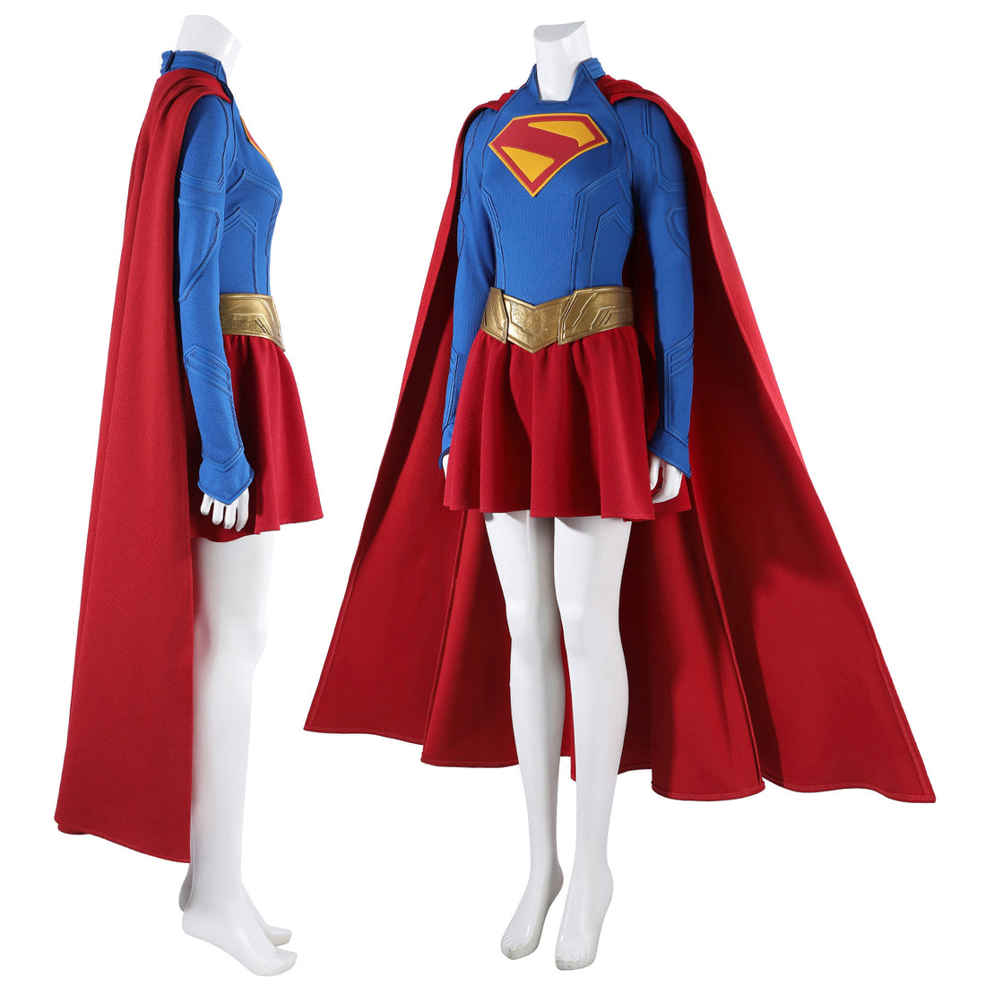 Comics Superhero Supergirl Superwoman Fullset with Coat Cosplay Costumes