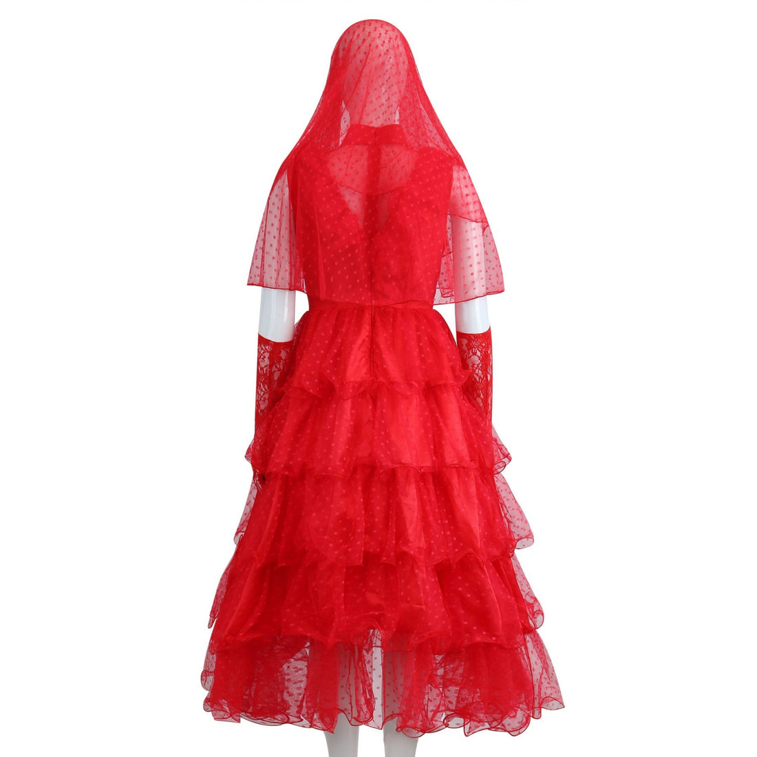 Beetle Juice Lydia Deetz Gilrs Red Wedding Dress Cosplay Costumes