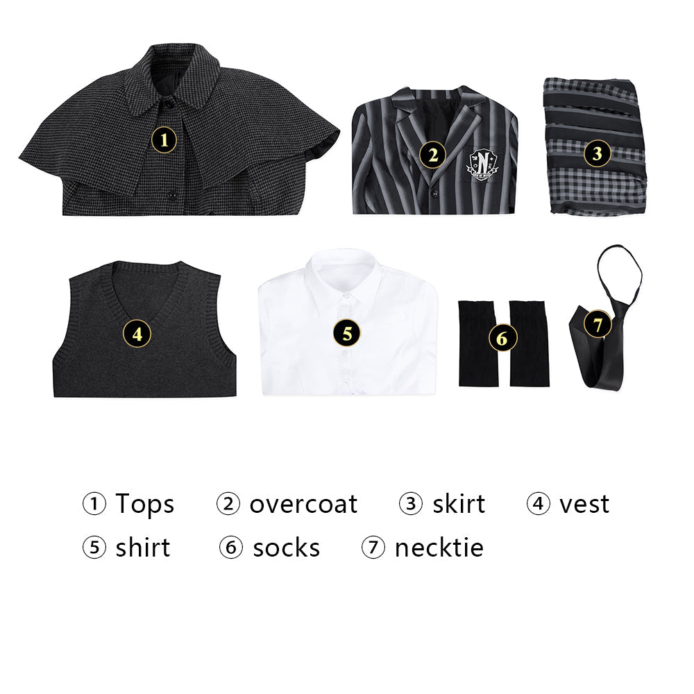 Wednesday 2 The Addams Family Nevermore Academy Uniform Costumes