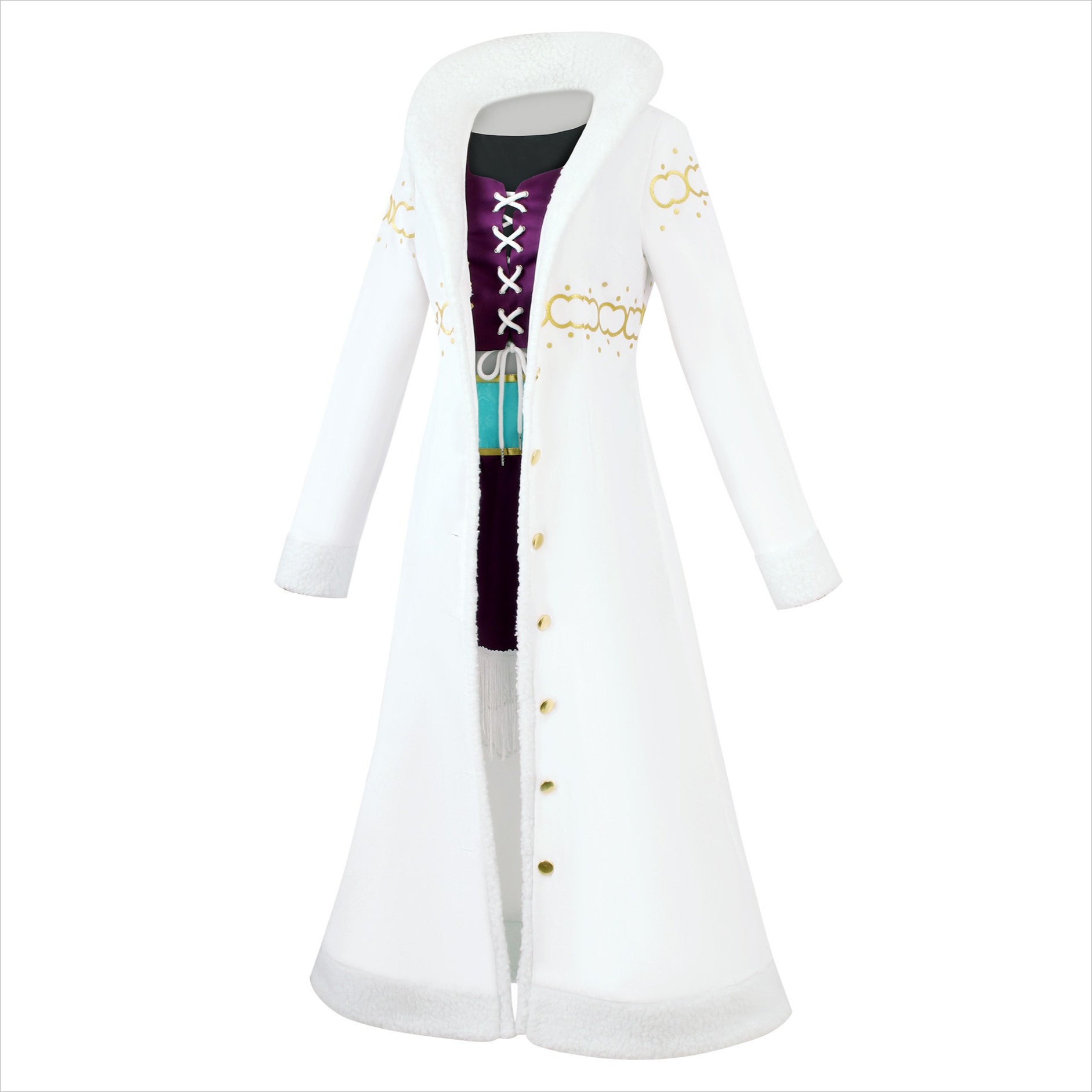 Anime Navigation Nico Robin Fur-collared Coat Cosplay Costumes