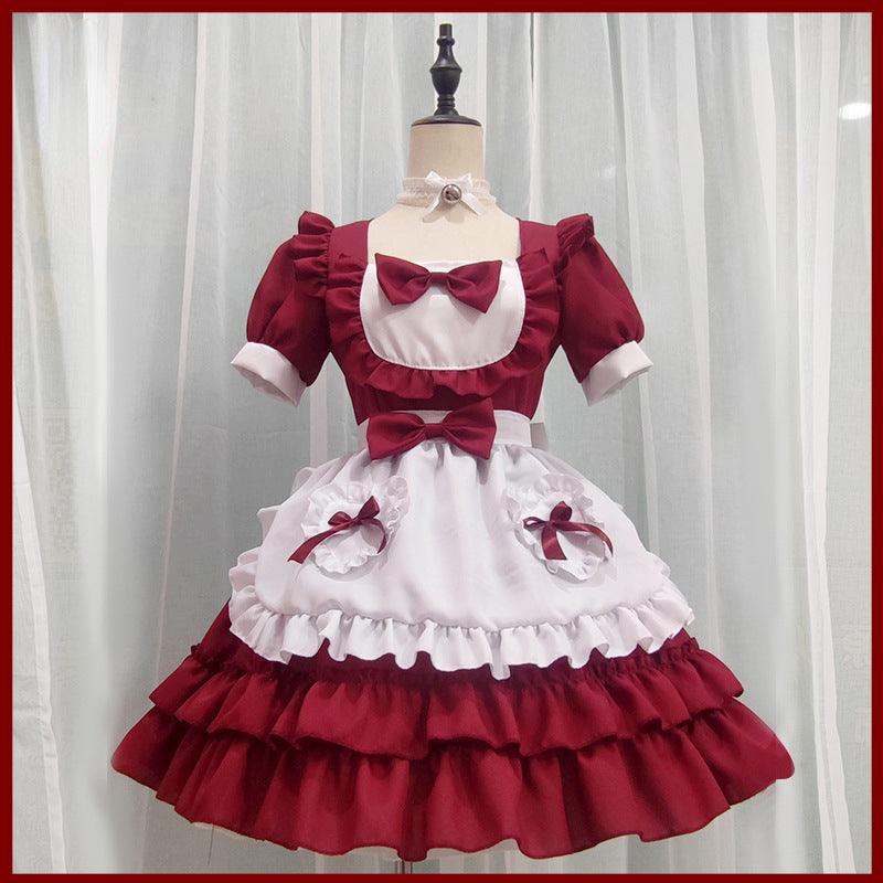 Red Maid Uniform Anime Cat Maid Outfit Dress Cosplay Costume