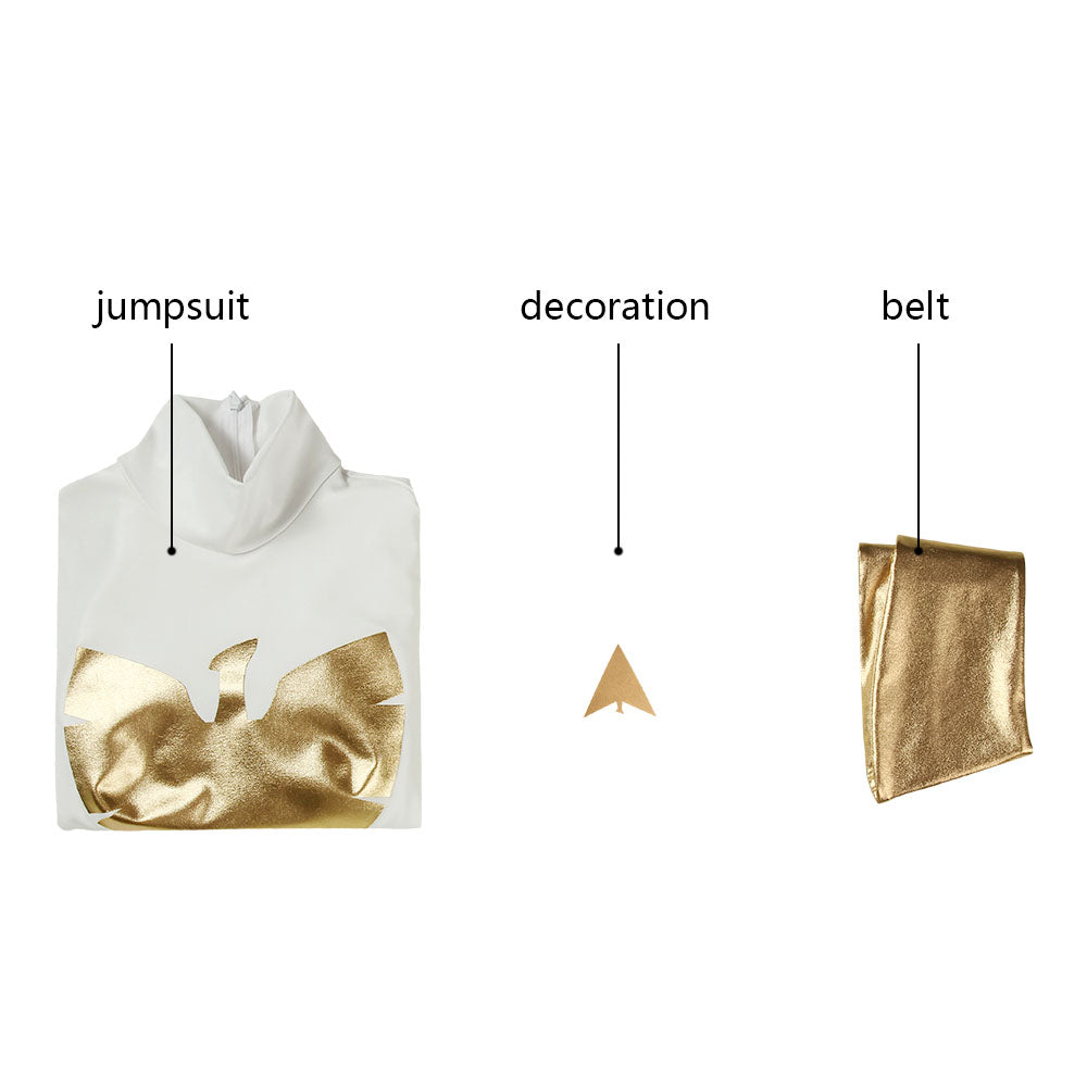 X-Men White Phoenix Jean Grey Gold and White Jumpsuit Cosplay Costumes