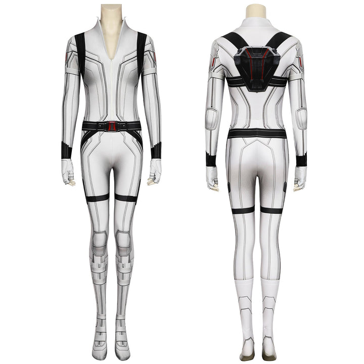 Black Widow Natasha Romanoff White Suit Jumpsuit Cosplay Costumes