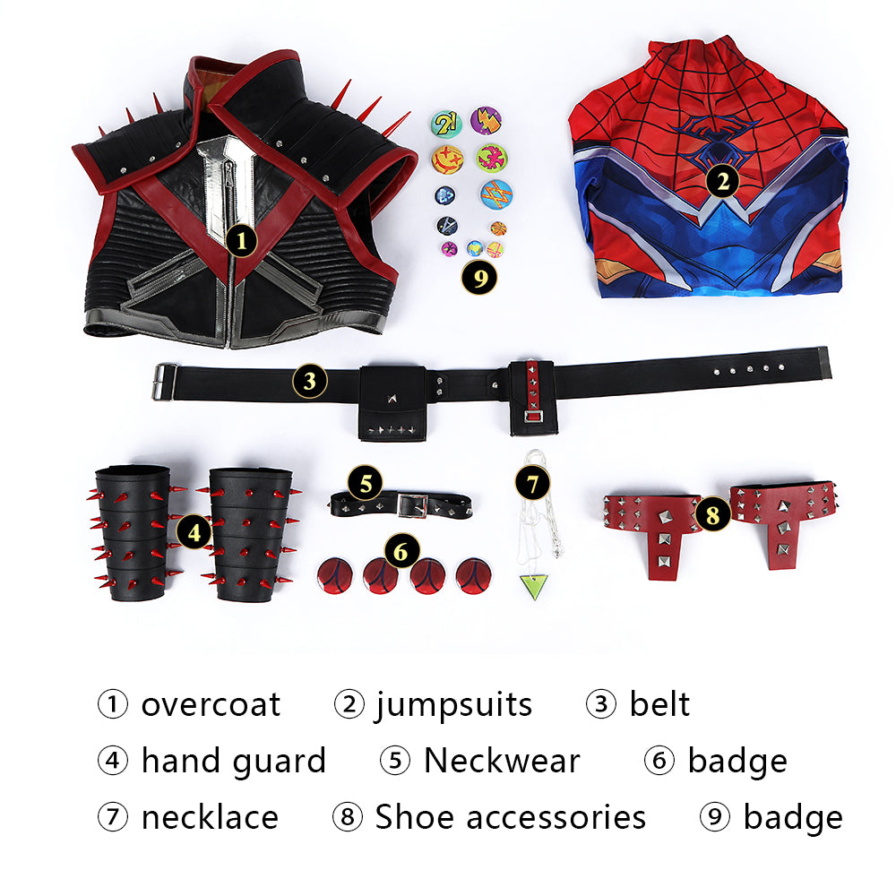 Marvel Rivals Spider punk 2099 Jumpsuit Full Set Cosplay Costumes