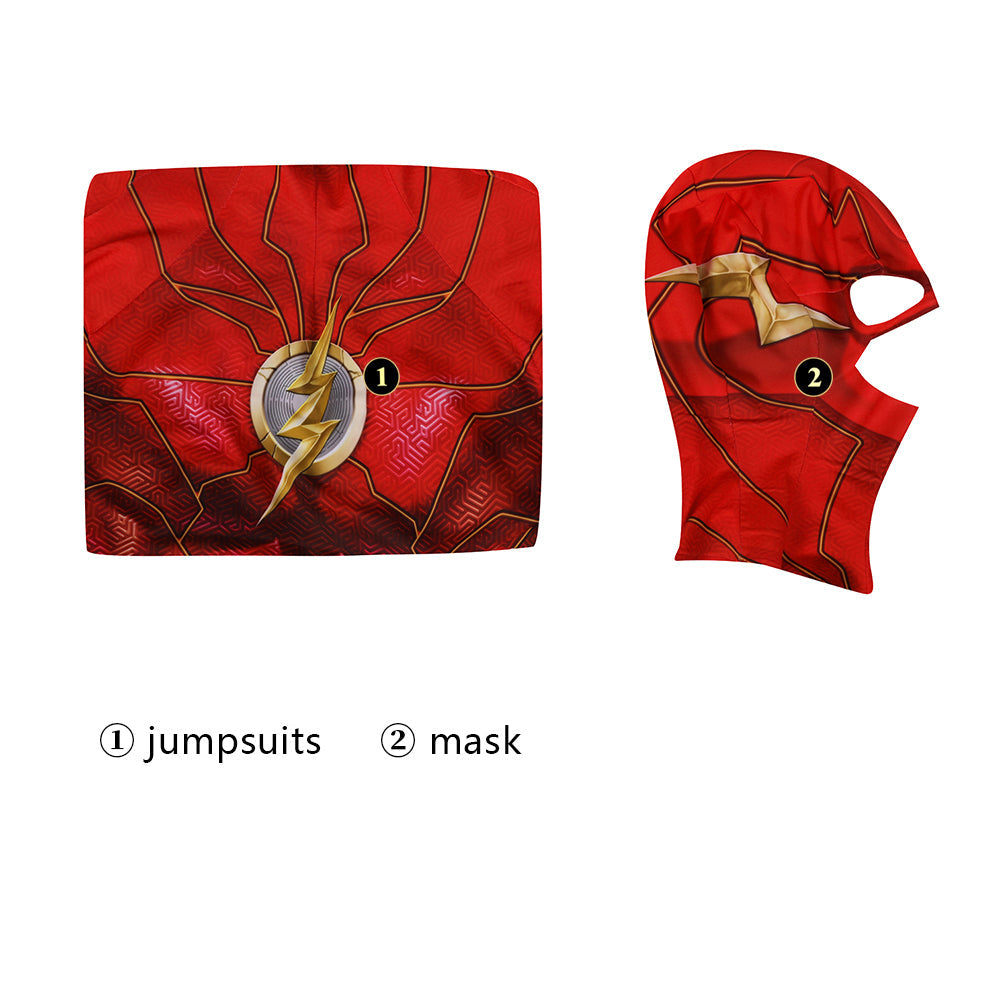 Flashpoint Barry Allen The Flash Jumpsuit with Mask Cosplay Costumes
