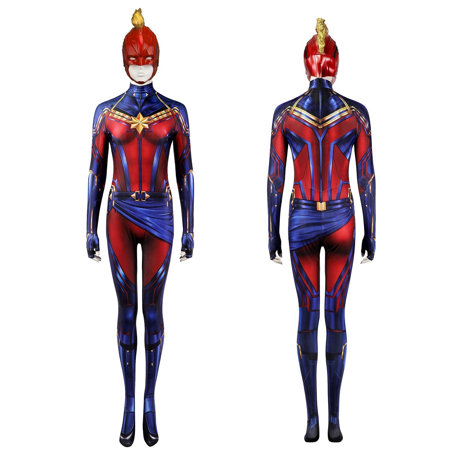 Avengers Endgame Captain Marvel Carol Danvers Jumpsuit with Mask Costumes