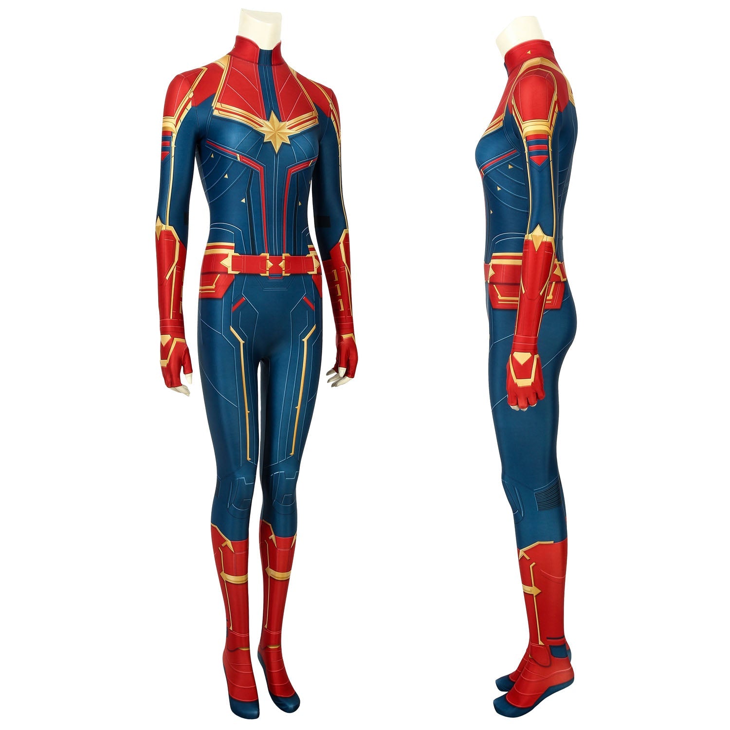 Captain Marvel Carol Danvers Female Jumpsuit with Headgear Costumes