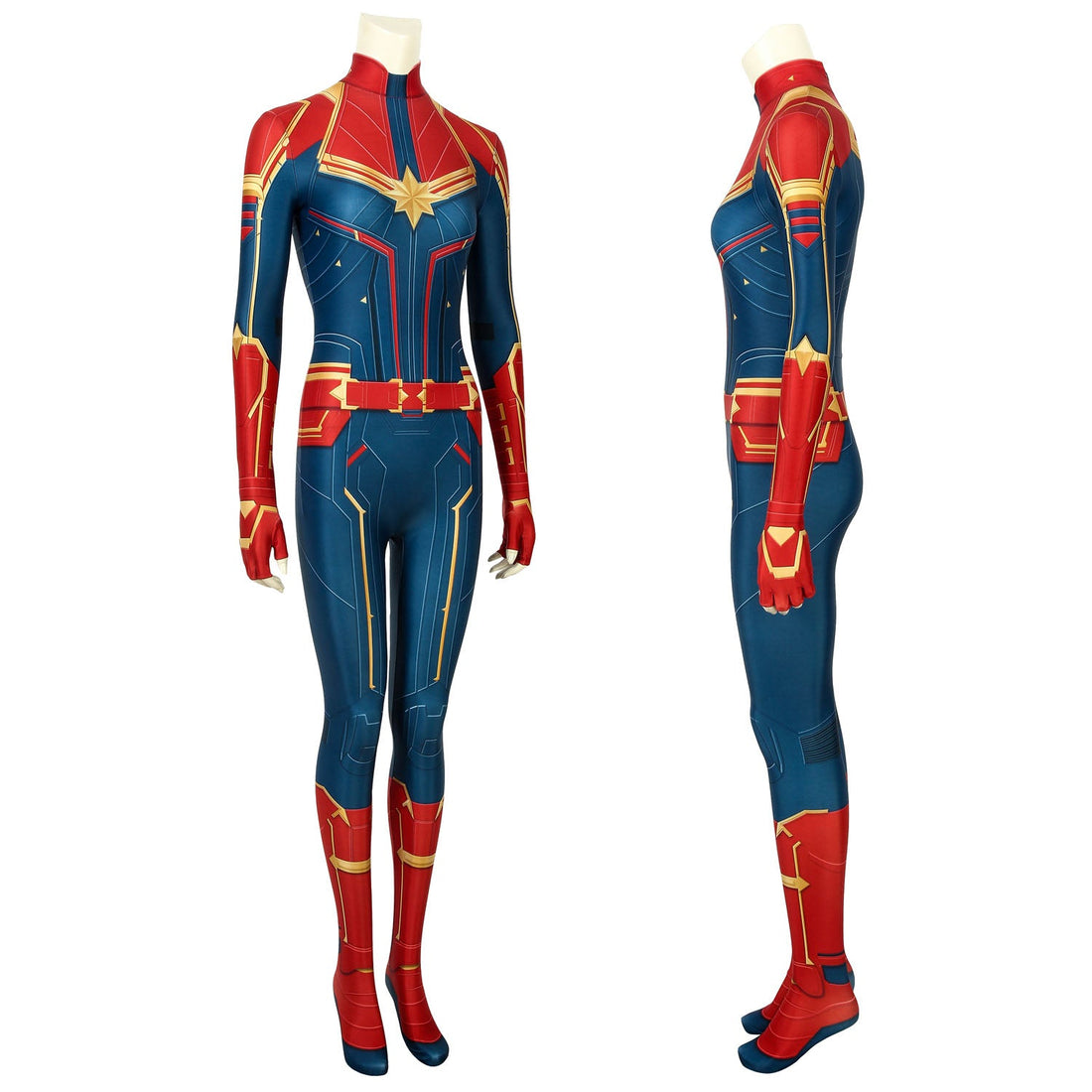 Captain Marvel Carol Danvers Female Jumpsuit with Headgear Costumes