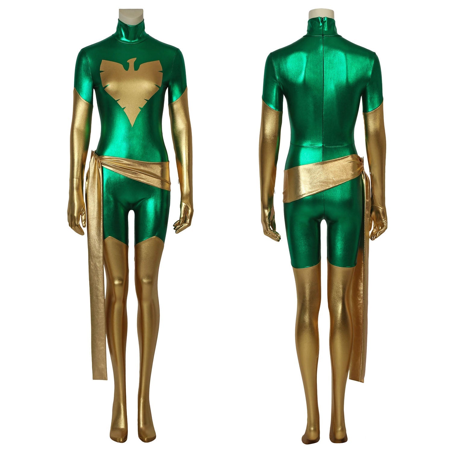 X-Men Green Phoenix Jean Grey Gold and Green Jumpsuit Cosplay Costumes