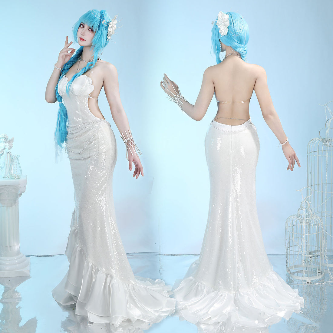 Pre-order Path to Nowhere L.L. Interlude White Dress Top Level Cosplay Costumes